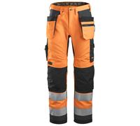 Snickers AllroundWork Hi-Vis Travailitshose avec. Poches holster, Cl. 2, EN 14404, 20471 HV-orange-gris acier 92