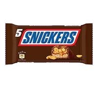 Snickers Barres de chocolat nappées de caramel et de cacahuètes - Le sachet de 5, 250g