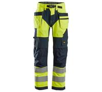 Snickers FlexiWork Hi-Vis Travailitpantalon avec. poches holster, cl. 2, EN 14404, 20471 HV-jaune-navy 48