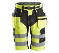Snickers FlexiWork Hi-Visitsshorts de travail avec poches holster, Cl. 1, EN 20471 HV-jaune-noir 48
