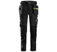 Snickers FlexiWork Stretchitpantalon de travail avec. Poches holster, EN 14404 Noir-Neonjaune 112