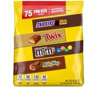 Snickers, M&M's Milk Chocolate, Milky Way et Twix, taille amusante, assortiment de chocolats, 75 pièces