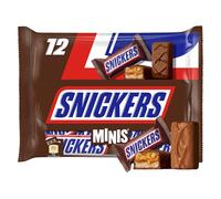 SNICKERS Minis Barres Chocolat au Lait Cacahuètes Caramel Sachet 227g | Mini barres chocolatées au cœur de cacahuètes grillées et caramel, le snack gourmand parfait pour les pauses