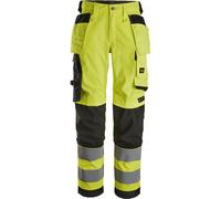 Snickers Pantalon haute visibilité pour femmes, pantalon stretch pour femmes avecit poches holster, cl. 2 High-Vis jaune/noir 34