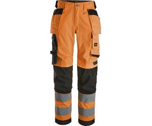 Snickers Pantalon haute visibilité pour femmes, Pantalon stretch pour femmes avecit poches holster, cl. 2 High-Vis Orange/Noir 80