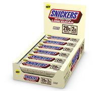 Snickers White Low Sugar High Protein Bar (12x57g) White Chocolate - 20g de protéines par barre - Faible teneur en sucre - Parfait après l’entraînement ou comme encas - Saveur chocolat blanc