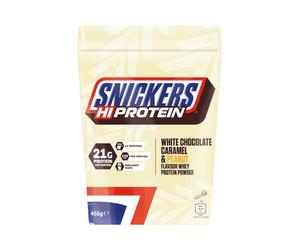 Snickers White Protein Powder (455g) White Chocolate, Caramel & Peanut Flavour - 21g de protéines par portion - Idéal après l’entraînement - Saveur chocolat blanc, caramel et cacahuète