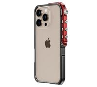 SNIDII Coque de téléphone 2025 en métal pour iPhone 16 Pro uniquement en alliage d'aluminium mécanique amovible et antichoc (pas pour 16 ProMax et 16) (rouge + noir)