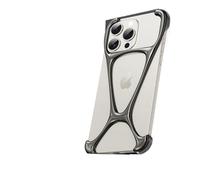 SNIDII Coque de téléphone portable en alliage d'aluminium sans cadre en métal pour iPhone 14 (gris)