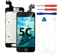 SNIDII Écran de rechange pour iPhone 5C Noir 4" avec bouton Home | Avec écouteur et appareil photo - Assemblage complet - Écran LCD tactile 3D - Cadre numériseur de remplacement avec kit