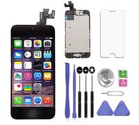 SNIDII Écran de remplacement noir pour iPhone 5S 4" avec oreillette et appareil photo 3D tactile LCD Digitizer Cadre de remplacement avec kit d'outils de réparation, protecteur d'écran
