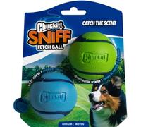 Sniff Fetch Ball Duo-2 Chasing Balls for Dogs-2 Balls with Bacon and Peanut Butter-Compatible with Launchers Size Medium-Diameter 6.5 cm