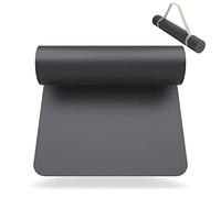 SNIKES Tapis de yoga anthracite (180 x 60 cm) avec sangle de transport gratuite - Tapis antidérapant et extra fin pour la gym, l'entraînement et le yoga - Épaisseur de 4 mm