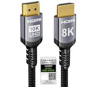 Sniokco 10K 8K Câble HDMI 2.1 48Gbps 1.5M, Certifié Ultra Haute Vitesse HDMI® Cable 0.01ms 4K 240Hz 165Hz 120Hz 8K 60Hz eARC Netflix HDCP 2.3 2.2 DTS:X HDR10+ TV Moniteur Projecteur Roku PS5 X-box
