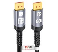 Sniokco 80Gbps Cable DisplayPort 2.1 1.5M, VESA Certifié Câble DP 16K@60Hz 8K@240Hz 4K@540Hz 360Hz 240Hz, Compatible avec HDR HDCP 2.3 DSC FreeSync G-Sync Moniteur Carte Graphique RTX PC HDTV