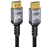Sniokco 8K Câble HDMI 2.1 48Gbps 15M, Haute Vitesse HDMI® Cable 0.01ms 4K 240Hz 165Hz 120Hz 8K 60Hz eARC Netflix HDCP 2.3 2.2 DTS:X HDR10+ Soundbar TV Moniteur Projecteur Roku Sky-Q PS5 X-box Blu-ray