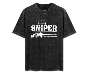 Sniper One Shot One Kill Army Men's Black Unisex Tee T-Shirt Black M