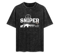 Sniper One Shot One Kill Army Men's Black Unisex Tee T-Shirt Black XL