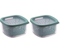 Snips, Boîte de Conservation, Boite Rangement Frigo Préservation d'Arôme, Bleue, 1,50 Lt, Grille Intérieure, 17,5 x 17,5 x 10 cm, Made in Italy (Lot de 2)