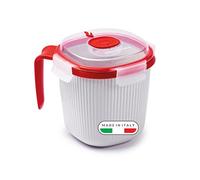 Snips Bol Soupe Micro Ondes, Tasse pour boissons chaudes et soupes pour micro-ondes, Boite a The 0,70 LT, 14,5 x 14,5 x 12 cm, Couleur Blanche et Rouge, Made in Italy