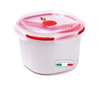 Snips - Cuiseur de Riz Micro Onde, Céréales, Couscous Cuit Vapeur, Rice Cooker 2,70L avec Plateau Amidon et Spatule - Boîtes Alimentaires Micro Ondes avec Couvercle Blanc, 20x20,5x14,50, Made in Italy