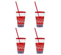 Snips, Lot de 4 Verres à Coca-Cola avec paille 0.5 L, Verres en plastique avec paille et couvercle, Made in Italy