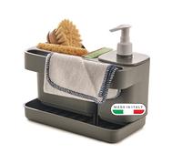 Snips, Riordinello Gris, Porte Éponge avec Doseur, Multifonctionnel pour évier de Cuisine, Organisateur d'évier 21 x 12 x 18 cm, Made in Italy
