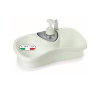 Snips Saponello - Distributeur de Savon avec Porte-Éponge et Organiseur d’Évier, 2 Compartiments Latéraux, Porte-Anneaux, 26 x 11,5 x 14,5 cm - Made in Italy