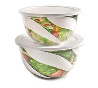 Snips Set Saladier de couleur blanche, Saladier avec couvercle de 3 litres et 5 litres, Bol de mélange, Fabriqué en Italie
