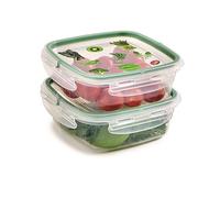 Snips, SnipsLock Square, Contenant Carré pour Réfrigérateur avec décoration 0,50 L, Contenant Micro-ondes, Set de 2 pièces, 4 Verrous de Sécurité, 14,7 x 14,7 x 7 cm, Made in Italy