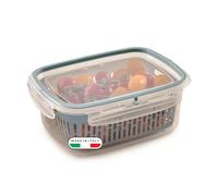 Snips Veggie SnipsLock 1,8 L - Boîte Alimentaire Rectangulaire pour Réfrigérateur avec Grille Amovible, 4 Fermetures de Sécurité et Joint de Fraîcheur, Bleue - Made in Italy