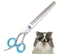 SnipStar 7,5 pouces Professional Chien Chunker ciseaux VG10 à gauche ciseaux d'entretien Sharp Shark-Dent Lame 24 dents Taille d'amincissement 65%,Bleu