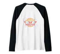 #snirt T-shirt vintage, motif loup rétro Manche Raglan