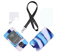 SNK Coque en silicone pour récepteur Dexcom G7 et G6 avec cordon, cordon patch et protecteur d'écran Bleu/blanc