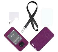 SNK Coque en silicone pour récepteurs Dexcom G7 et G6 avec cordon de serrage, cordon patch et protecteur d'écran Violet pailleté