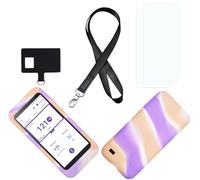 SNK Étui en silicone premium multicolore (comprend cordon + patch cordon + protecteur d'écran) pour récepteur Omnipod 5 (surveillance continue de la glycémie) (Rose/Blanc)