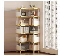 SNMIT Bibliothèque d'angle, 4 À 6 Niveaux, Triangulaire, en Bambou, en Forme De L, avec Panneaux Latéraux, for Cuisine, Bureau, Salon(White,6 Tiers)