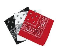 Snner Lot de 3 bandanas paisley : rouge, blanc, noir - taille unique