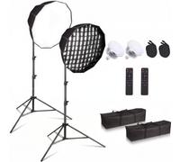 Snnozy Boîte à lumière pour studio photo, 85 W, 2 x 60 x 70 cm, éclairage LED avec 2800 K-5700 K, trépied lumineux entièrement réglable de 2,5 m pour enregistrement vidéo, portraits de studio (prise