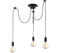 SNO Lustre Cobweb Moderne Rétro Noir, E27 Suspension Araignee à 3 Têtes, Lampe de Plafond Câble Ajustable de 1,5M pour Salon