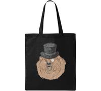 Snob Bear Monocle Art Sac fourre-tout en coton écologique Noir, Noir , Taille unique
