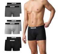 Snocks Boxer Homme Lot de 6 - Caleçon en Coton Bio - Slip Confort sans Étiquette, Ne S’enroule Pas, Ne Coupe Pas - sous Vêtement Respirant - XXL - Mélange (Noir/Gris Clair/Gris)