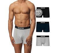Snocks Boxer Homme Microfibre Modal Lot de 3 Calecons Hommes en Modal 3X Noir Taille M (Medium) Gris Caleçon Homme Boxer Shorty sous Vetement Calcon