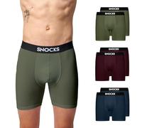 Snocks Boxer Long Homme Coton Bio - Lot de 6 Caleçons Longs 2 X Bleu, 2 X Rouge + 2 X Vert - Jambe Longue - Garantie Anti-Trou 6 Mois - Taille XL