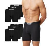 Snocks Boxer Long Homme Coton Bio - Lot de 6 Caleçons Longs Noir - Jambe Longue - Garantie Anti-Trou 6 Mois - Taille XL