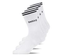 Snocks Chaussette Femme Sport (Lot de 4) Tennis 4x Blanc, Taille EU 39-42 Coton Cushion Crew Chaussettes de Tennis Haute Blanche 4 Paires Retro Socquettes