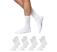 Snocks Chaussette Hommes Sport (Lot de 4) Tennis (4x Blanc, 43-46) Chaussette Hommes Blanche Coton Cushion Crew Chaussettes de Tennis Haute Blanche
