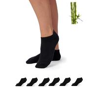 Snocks Chaussettes en Fibre de Bambou - Lot de 6 Socquettes Basses Homme et Femme - Chaussettes Douces et Respirantes Contre la Transpiration Taille 39-42, Colour Noir