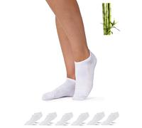 Snocks Chaussettes en Fibre de Bambou - Lot de 6 Socquettes Basses Homme et Femme - Chaussettes Douces et Respirantes Contre la Transpiration Taille 39-42, Colour Blanc