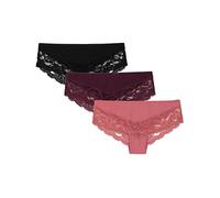 Snocks Culotte Femme Coton Lot de 3 - Slip Biologique à Taille Basse avec Dentelle Douce, sans Étiquette, sans Couture, sans Pression, Style Sensuel - sous Vêtements Féminins L
